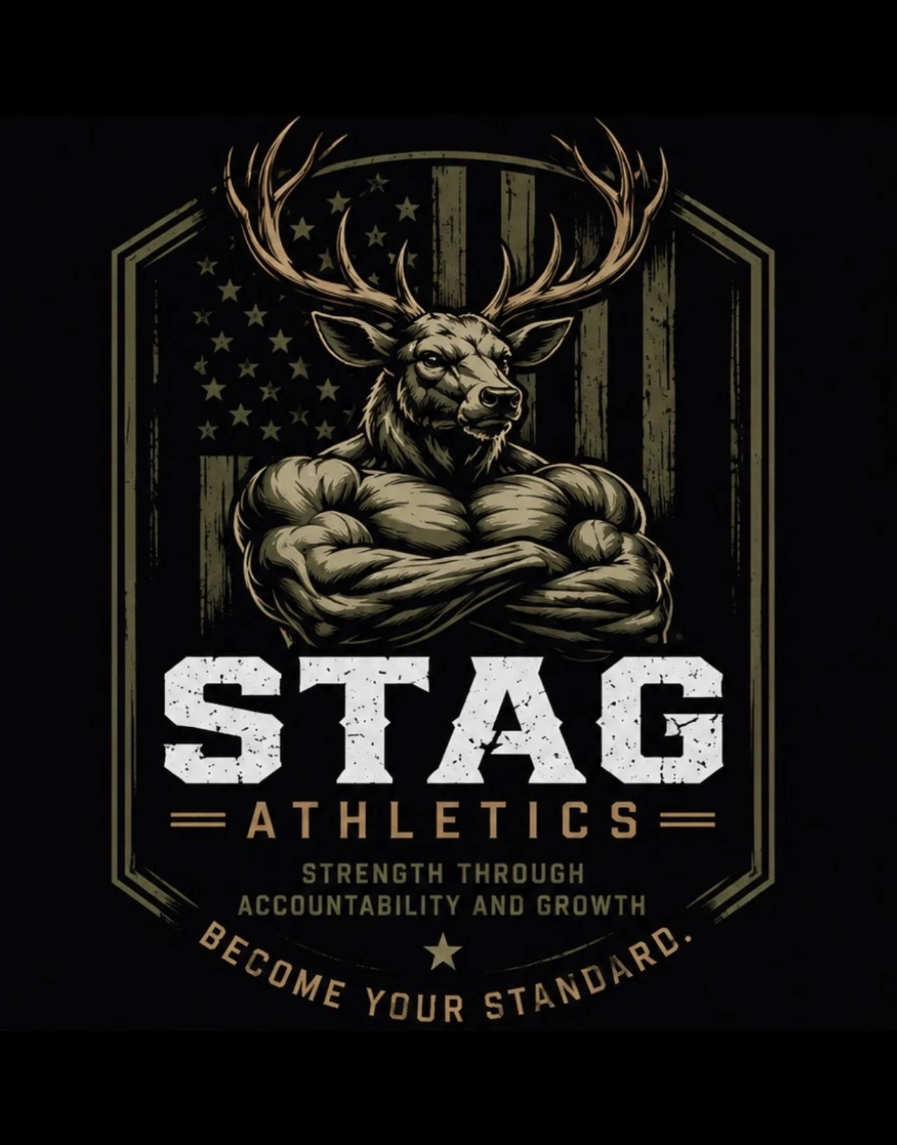 STAG Athletics muscular stag emblem